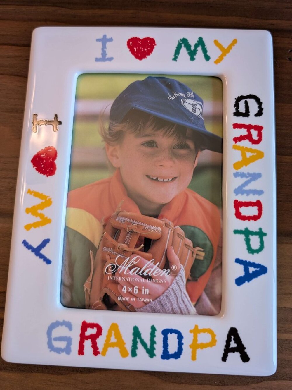 NWT In Box Vintage Malden I Love My Grandpa 4 x 6 Ceramic Photo Frame